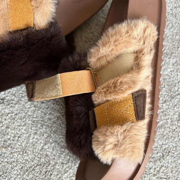 SOLD KuaiLu O Support Faux Fur Platform Slipper Sandal,Brown,Size 8, NWOT - Picture 7 of 11